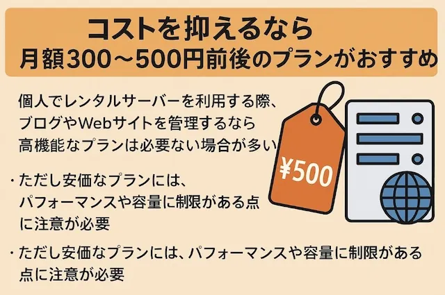 コストを抑えたいなら300〜500円ほどのプランがおすすめ